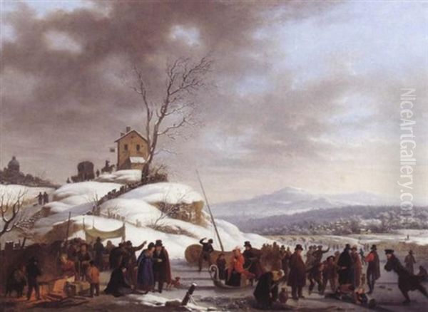 Les Plaisirs De L'hiver Oil Painting by Adolphe Eugene Gabriel Roehn