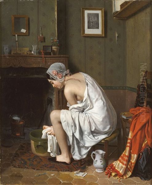 Jeune Femme A Sa Toilette Oil Painting by Jean Alphonse Roehn