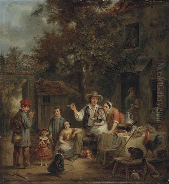 A Family Welcome For The Returning Traveller by Jean Alphonse Roehn