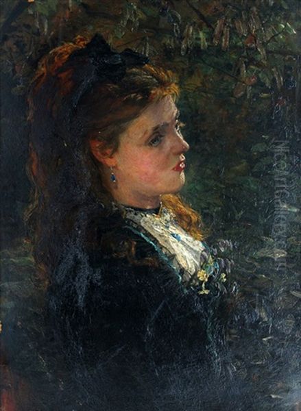 Jonge Vrouw En Profil Oil Painting by Otto Willem Albertus Roelofs