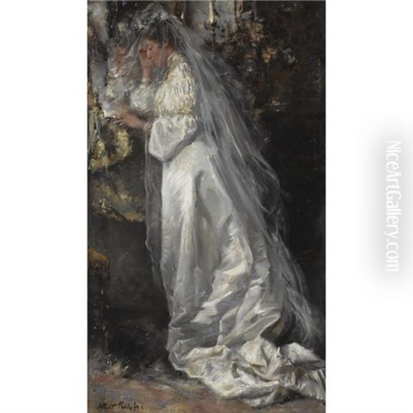 The Bride (bruiloftsmorgen) Oil Painting by Otto Willem Albertus Roelofs