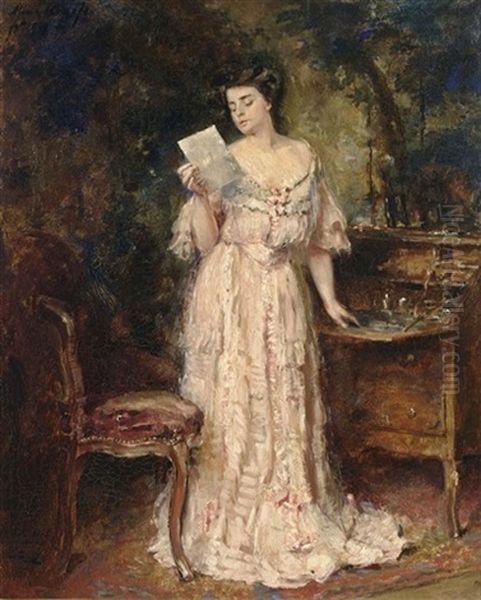 The Letter Oil Painting by Otto Willem Albertus Roelofs