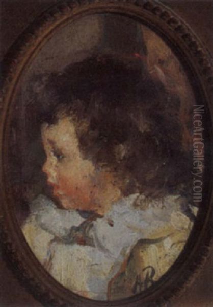 Portrait Of Giele Roelofs (third Son Of Albert And Tjieke Roelofs) Oil Painting by Otto Willem Albertus Roelofs