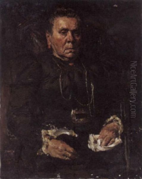 A Portrait Of Albertine Roelofs-vertommen Oil Painting by Otto Willem Albertus Roelofs