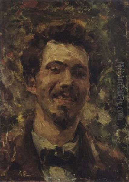 A Self Portrait Oil Painting by Otto Willem Albertus Roelofs