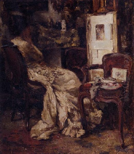 In The Artist's Studio Oil Painting by Otto Willem Albertus Roelofs