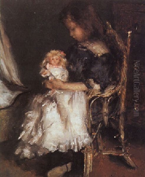 The Little Mother Oil Painting by Otto Willem Albertus Roelofs