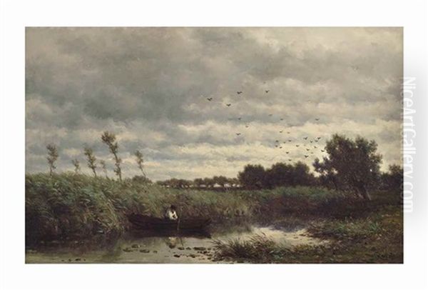 A Tranquil Morning Oil Painting by Willem Roelofs