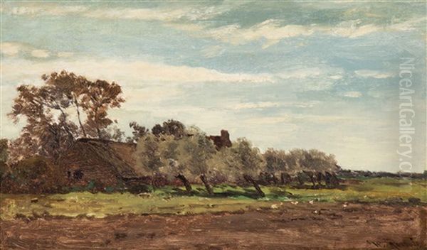 Ferme A Laren, Gooiland - Hollande Oil Painting by Willem Roelofs