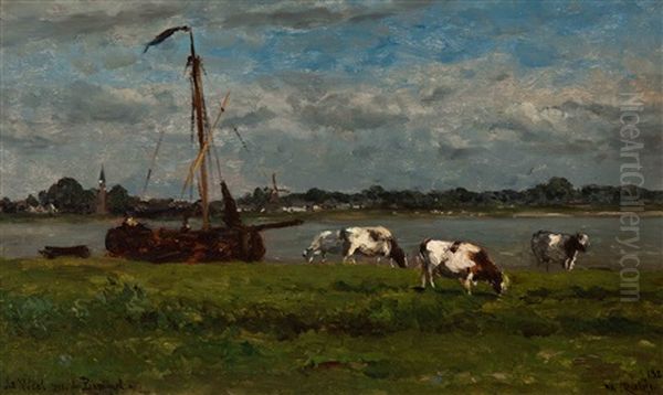 Le Waal A Zaalt-bommel Oil Painting by Willem Roelofs