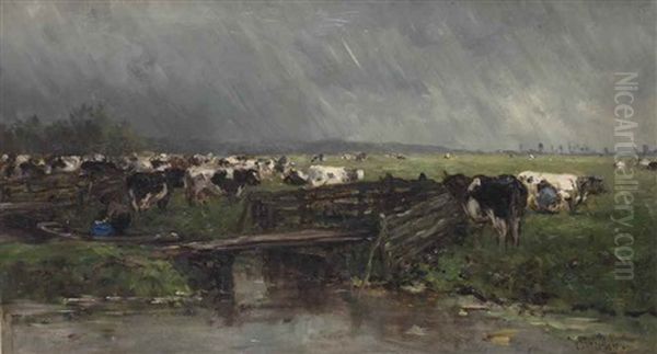 Stortbui: The Approaching Storm Near Gouda Oil Painting by Willem Roelofs