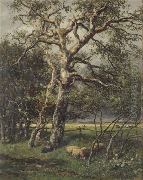 A Quiet Rest Under A Tree Oil Painting by Willem Roelofs