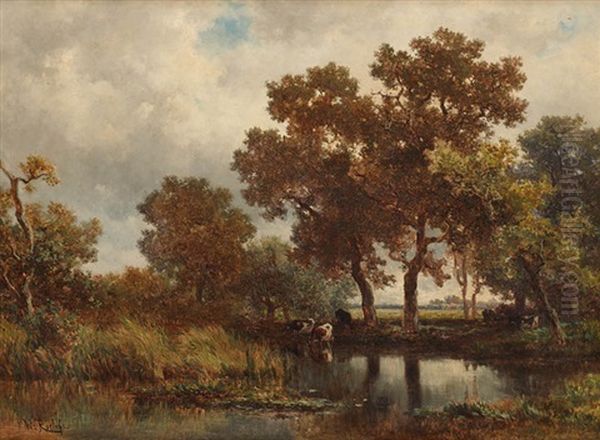 Kuhe Am Waldsee Oil Painting by Willem Roelofs