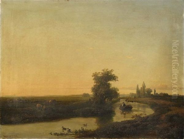 Paysage Anime A La Riviere Oil Painting by Willem Roelofs