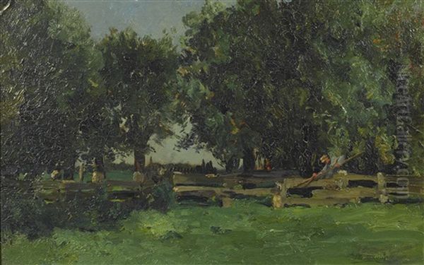 A Rural Landscape Oil Painting by Willem Roelofs