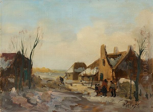 Winterliche Dorflandschaft Oil Painting by Willem Roelofs