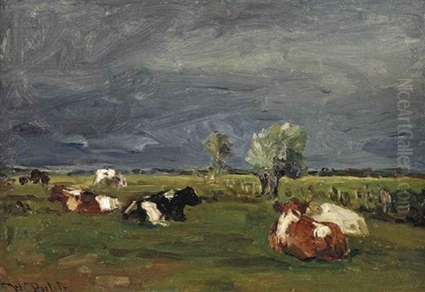 Cows In A Pasture Oil Painting by Willem Roelofs