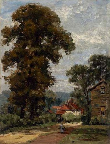 Bauerngehoft Mit Baumlandschaft Oil Painting by Willem Roelofs