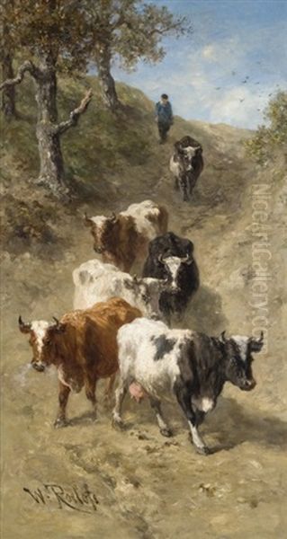 Troupeau De Vaches Dans Les Dunes Oil Painting by Willem Roelofs