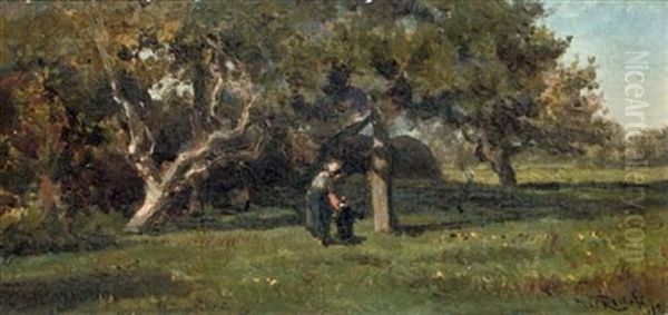 Verger A Calmpthout - Under The Trees Oil Painting by Willem Roelofs