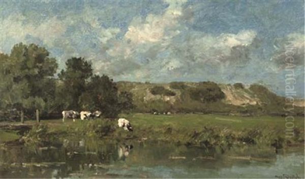 By Zomerzorg, Te Bloemendaal By Haarlem - Cattle In The Dunes Oil Painting by Willem Roelofs