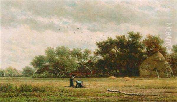 Peasant Women Working In The Fields Oil Painting by Willem Roelofs