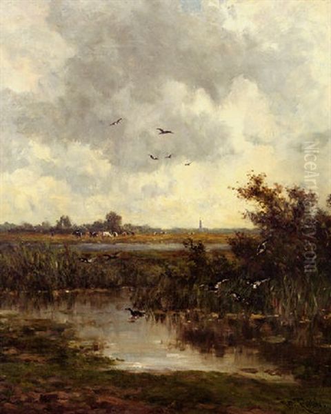 Opvliegende Eenden Oil Painting by Willem Roelofs