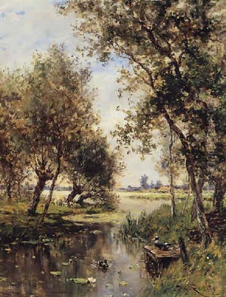 Landschap Met Grazende Schapen Onder De Bomen Oil Painting by Willem Roelofs