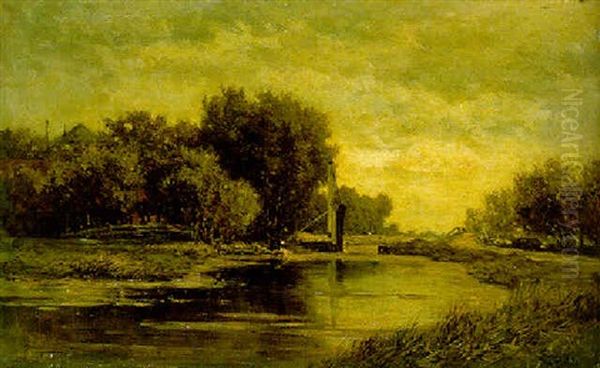 A Washerwoman On A Riverbank Oil Painting by Willem Roelofs