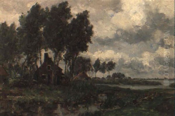 Cottages By A Canal Oil Painting by Willem Roelofs