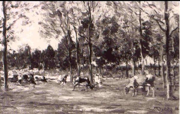 Cattle Under Trees Oil Painting by Willem Roelofs