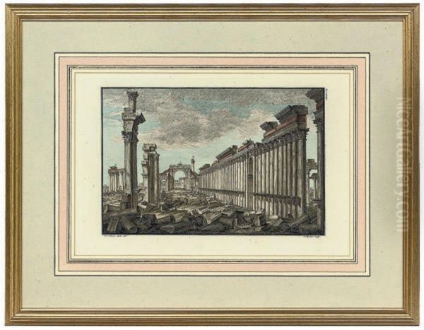 The Classical Ruins Of Palmyra And Baalbek Oil Painting by Giovanni Battista Borra