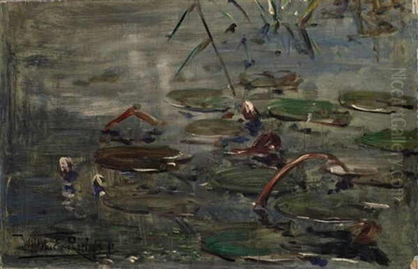 Waterlillies Oil Painting by Willem Elisa Roelofs