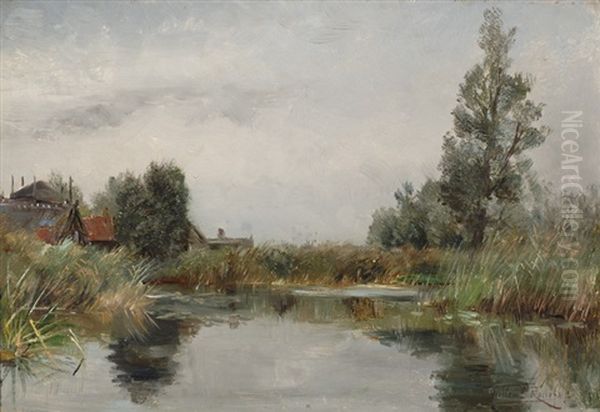 View Of A Lake Oil Painting by Willem Elisa Roelofs