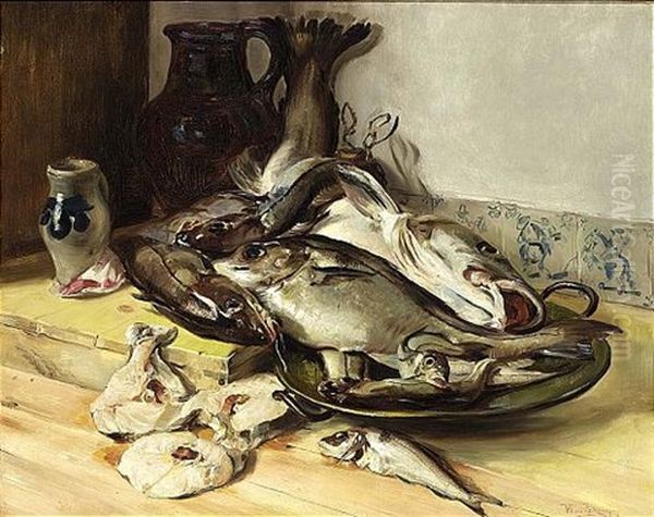 Cod-fish Oil Painting by Willem Elisa Roelofs