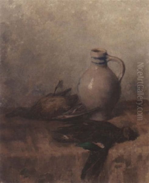 A Still Life With Ducks Oil Painting by Willem Elisa Roelofs