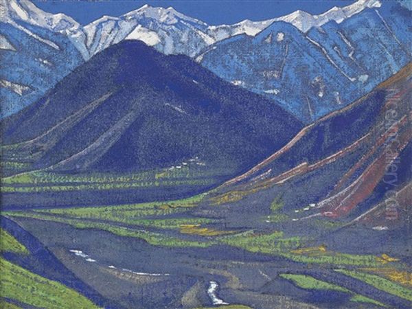 Spring In Kulu, From The Kulu Series Oil Painting by Nicholas Roerich