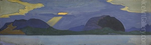 Sunset - The Castle Mount Oil Painting by Nikolai Konstantinovich Roerich