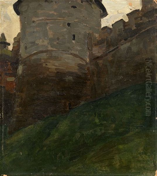 The Kremlin Tower Of Novgorod Oil Painting by Nikolai Konstantinovich Roerich