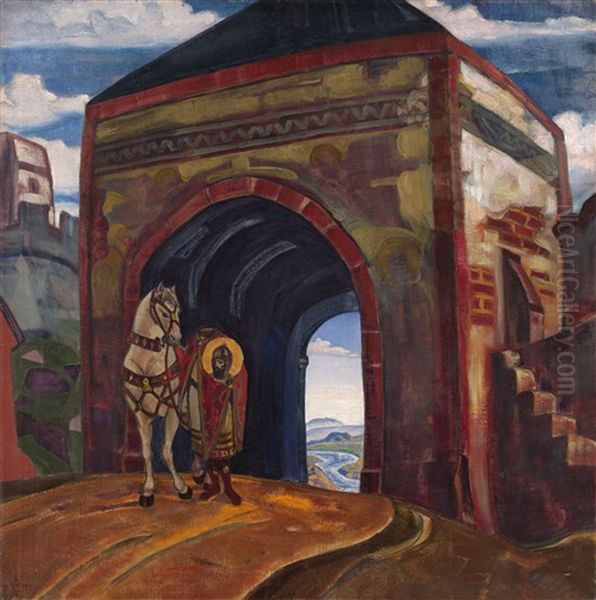 St Mercurius Of Smolensk Oil Painting by Nikolai Konstantinovich Roerich