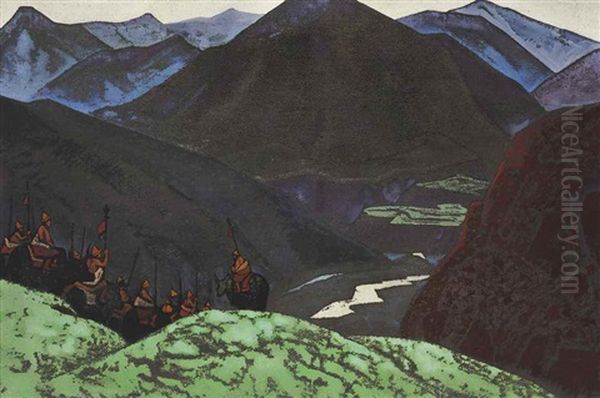 The Host Of Gesar Khan Oil Painting by Nikolai Konstantinovich Roerich