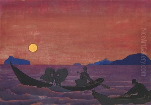 And We Continue Fishing (from The Sancta Series) Oil Painting by Nikolai Konstantinovich Roerich