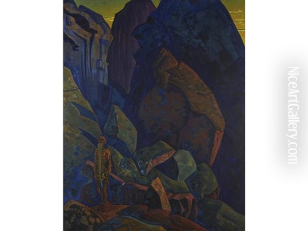 The Praying Stylite (ecstasy) Oil Painting by Nikolai Konstantinovich Roerich