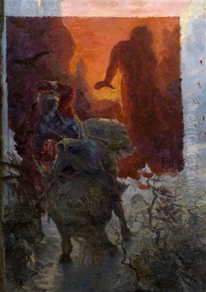 Warrior Oil Painting by Nikolai Konstantinovich Roerich