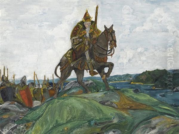 Battlefield (preliminary Study) Oil Painting by Nikolai Konstantinovich Roerich