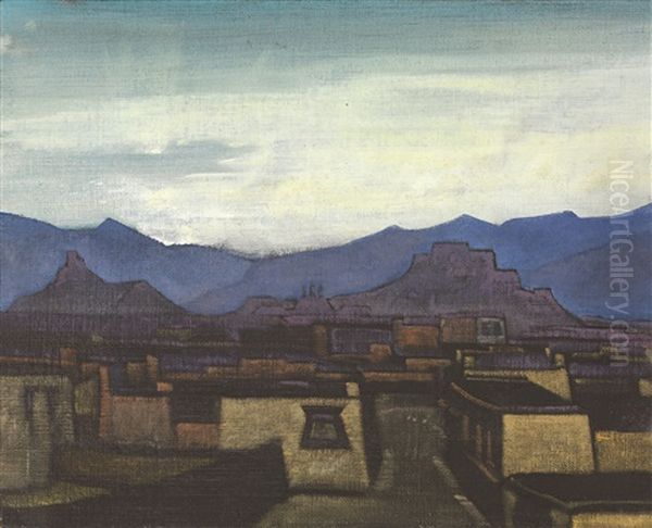 Dzong At Evening Oil Painting by Nikolai Konstantinovich Roerich