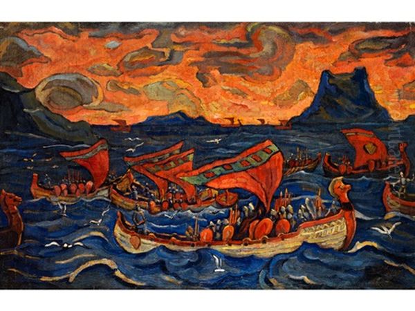 Heerfahrt Der Slawen Oil Painting by Nikolai Konstantinovich Roerich