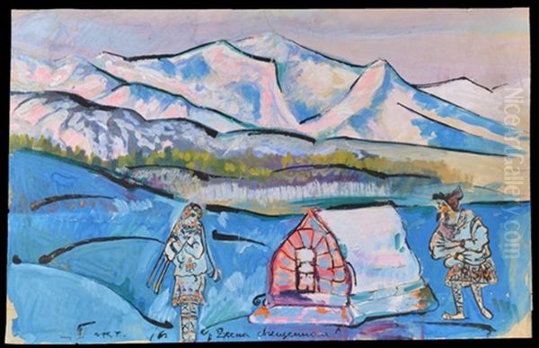 Stage Design For Stravinsky's The Rise Of Spring Oil Painting by Nikolai Konstantinovich Roerich