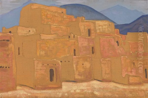 Taos Pueblo, New Mexico Oil Painting by Nikolai Konstantinovich Roerich