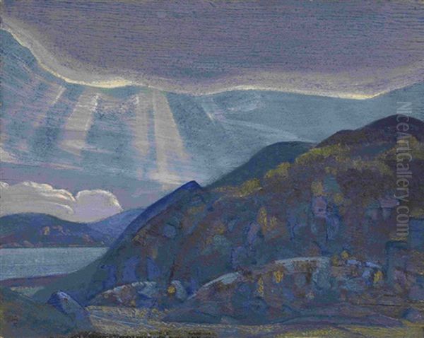 Rocks And Cliffs (from Ladoga) Oil Painting by Nikolai Konstantinovich Roerich